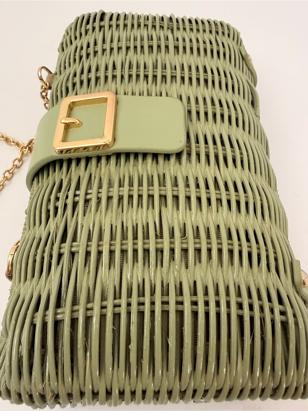 Zara Olive Green Woven Crossbody with Gold Buckle - Picture 10 of 10